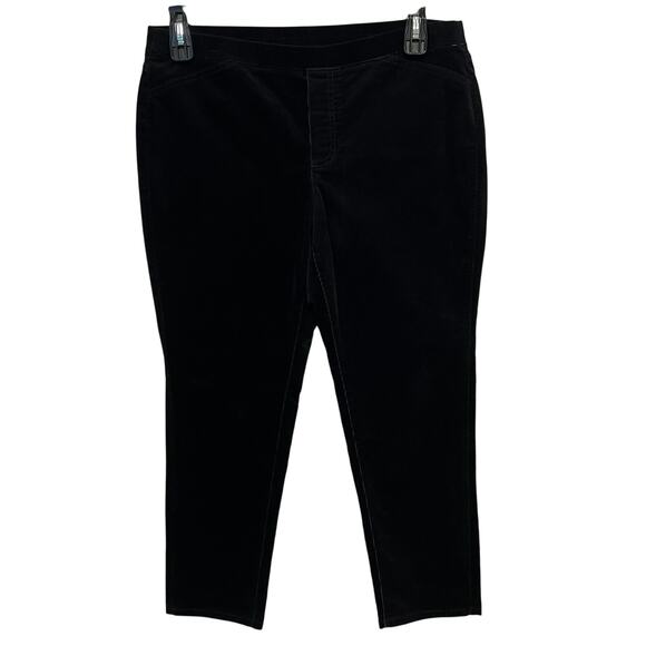 J. Jill Pull On Black Corduroy Velvet Pants Medium Petite MP Stretch Elastic - Picture 1 of 12